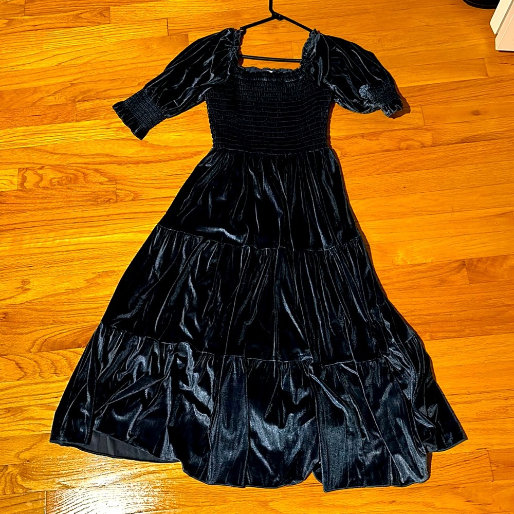 Brand new blue velvet midi dress!